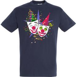 T-shirt kinderen Carnaval Masker | Carnaval | Carnavalskleding Kinderen Baby | Navy | maat 116